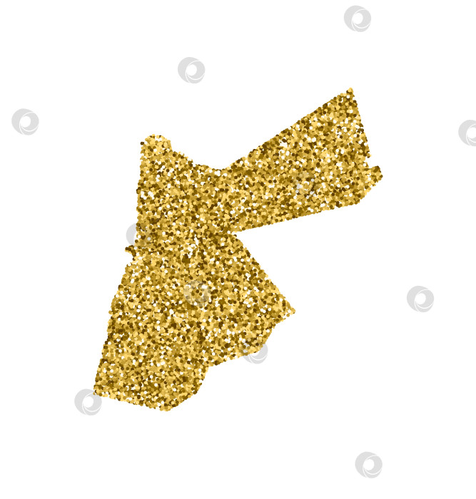 Скачать Векторная изолированная иллюстрация с упрощенной картой Иордании. Украшен блестящей текстурой золотого глиттера. Оформление поздравительной открытки к Новому году и зимним праздникам. фотосток Ozero