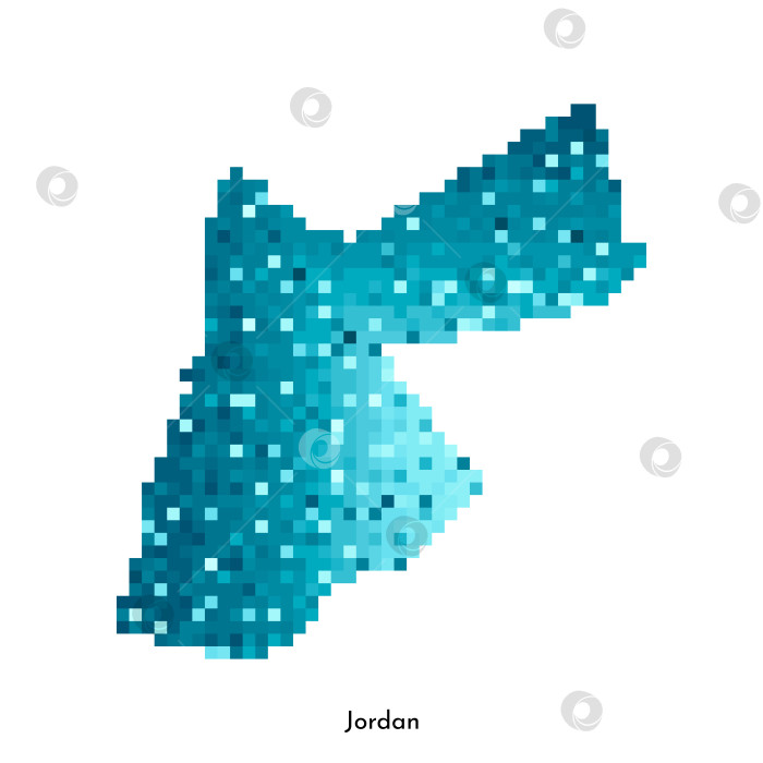 Скачать Векторная изолированная геометрическая иллюстрация с простой ледяной синей формой карты Иордании. Стиль пиксельной графики для шаблона NFT. Точечный логотип с градиентной текстурой для оформления на белом фоне фотосток Ozero