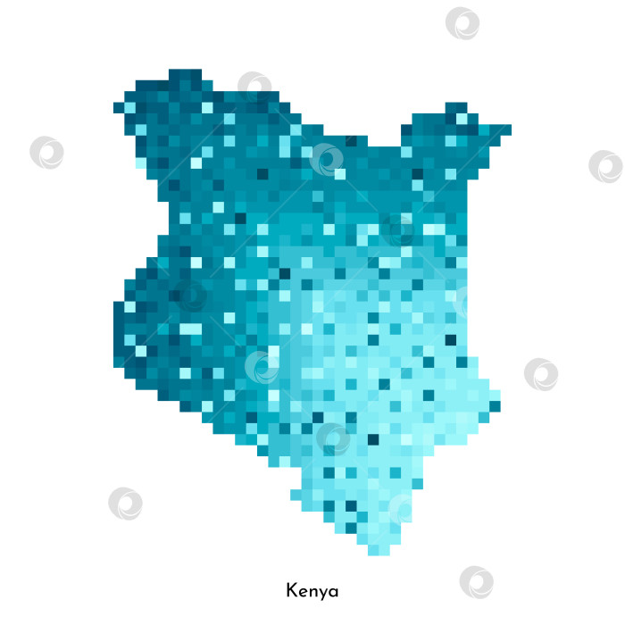 Скачать Векторная изолированная геометрическая иллюстрация с простой ледяной синей формой карты Кении. Стиль пиксельной графики для шаблона NFT. Точечный логотип с градиентной текстурой для оформления на белом фоне фотосток Ozero