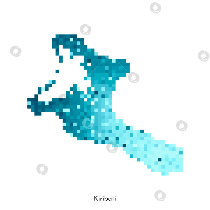 Скачать Векторная изолированная геометрическая иллюстрация с простой ледяной синей формой карты Кирибати. Стиль пиксельной графики для шаблона NFT. Точечный логотип с градиентной текстурой для оформления на белом фоне фотосток Ozero