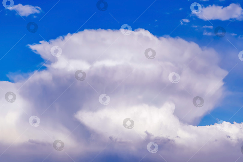 Скачать Грозовое облако в избирательном фокусе. Голубое небо на фоне мягких пушистых облаков с пустым пространством. фотосток Ozero