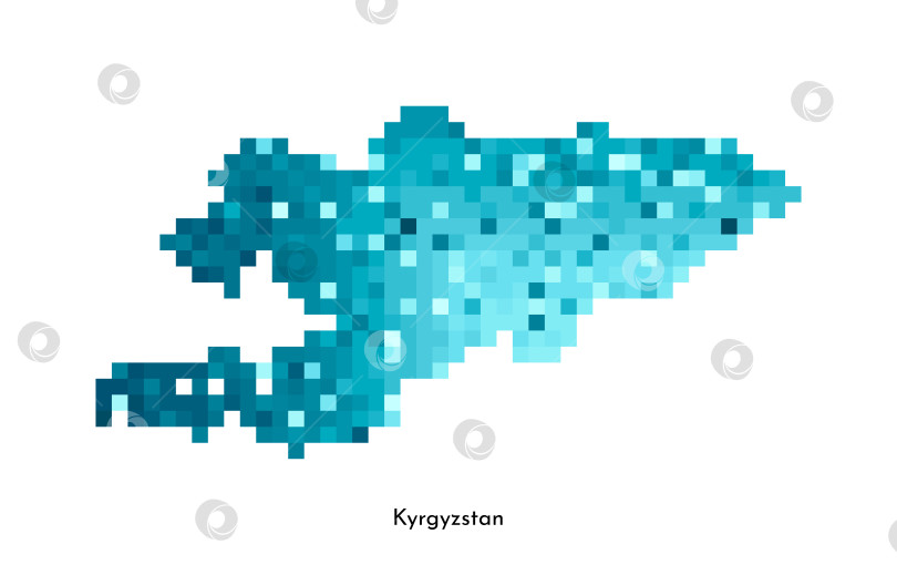 Скачать Векторная изолированная геометрическая иллюстрация с простой ледяной синей формой карты Кыргызстана. Стиль пиксельной графики для шаблона NFT. Точечный логотип с градиентной текстурой для оформления на белом фоне фотосток Ozero