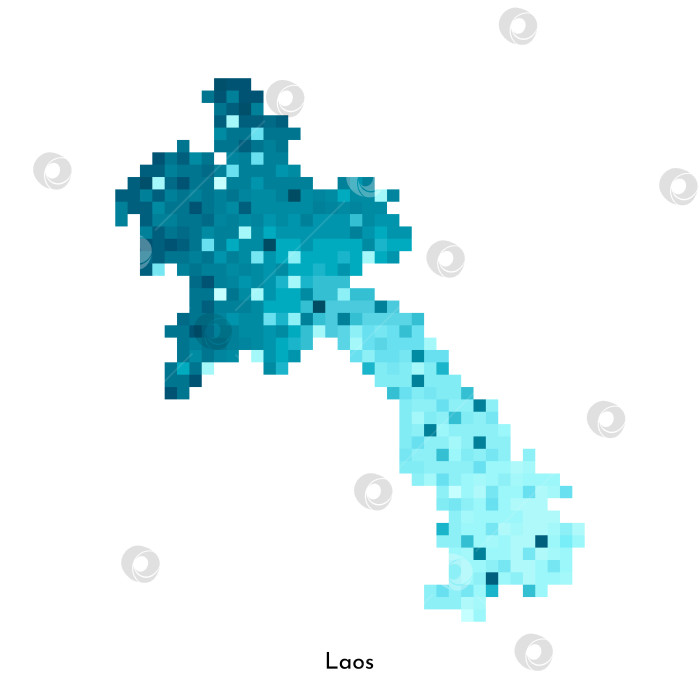 Скачать Векторная изолированная геометрическая иллюстрация с простой ледяной синей формой карты Лаоса. Стиль пиксельной графики для шаблона NFT. Точечный логотип с градиентной текстурой для оформления на белом фоне фотосток Ozero