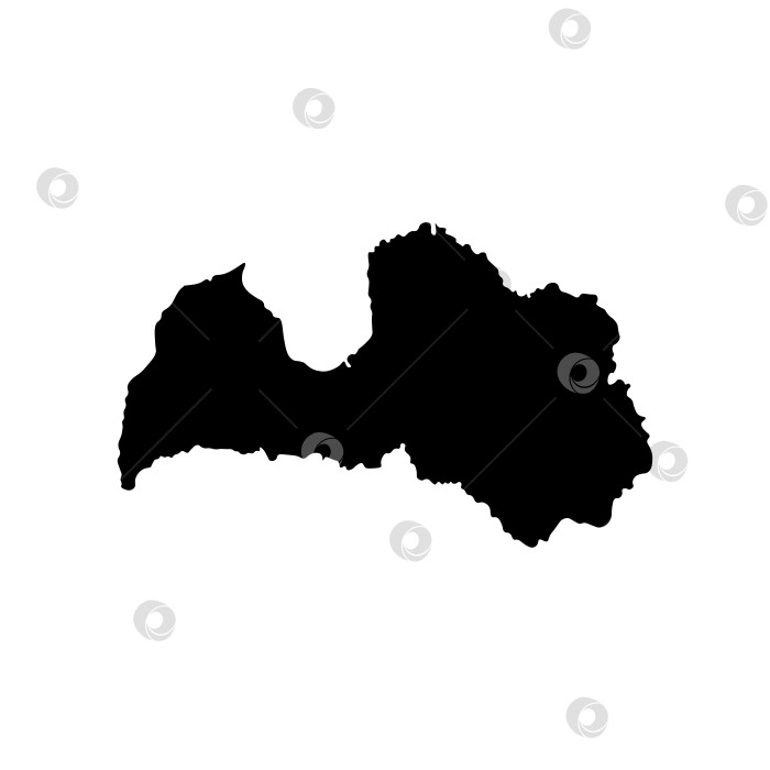 Скачать Векторный изолированный значок упрощенной иллюстрации с черным силуэтом карты Латвии. Белый фон фотосток Ozero