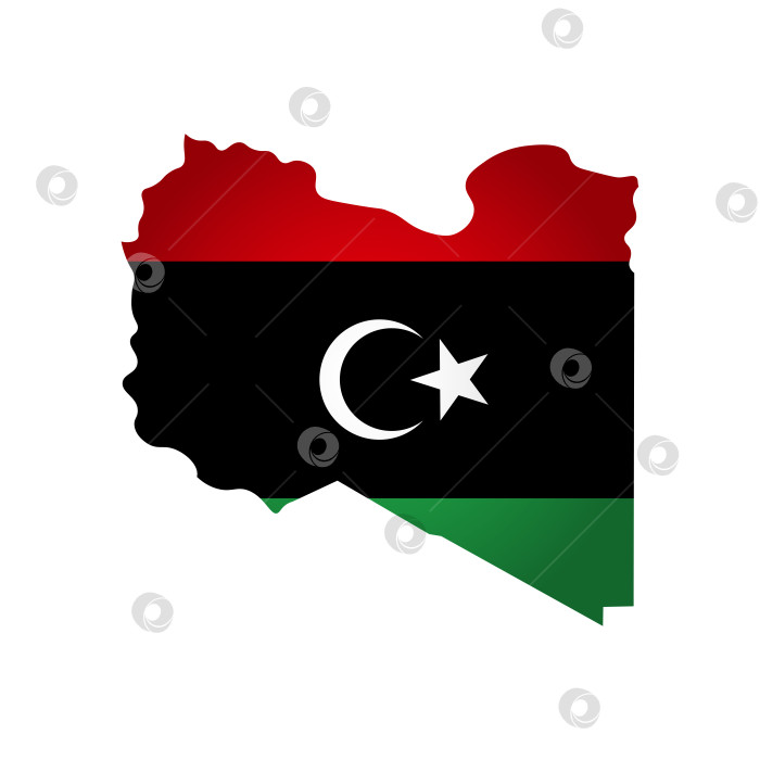 Скачать Векторная иллюстрация с национальным флагом с упрощенной формой карты Ливии. Объемная тень на карте фотосток Ozero