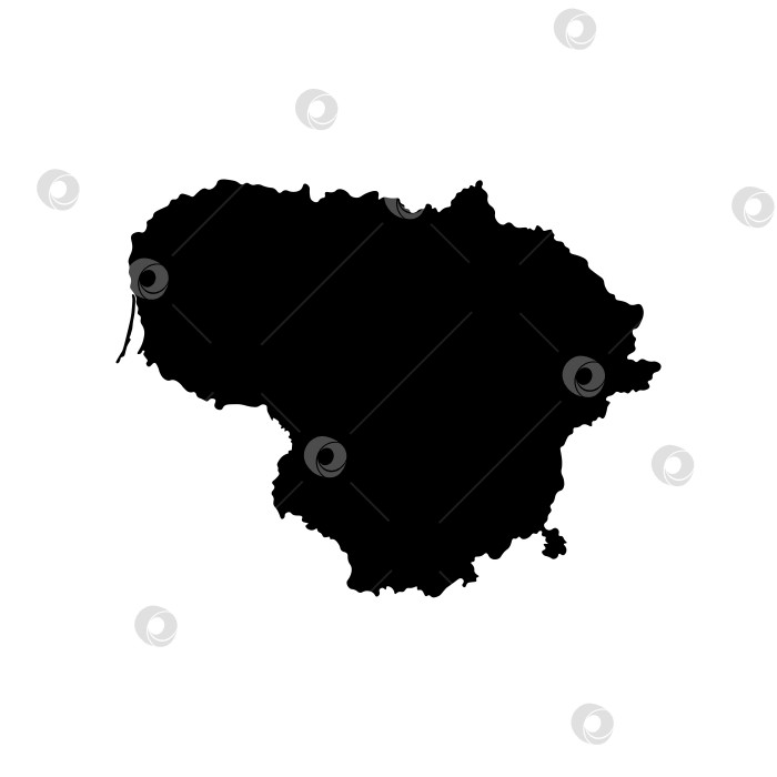 Скачать Векторный изолированный значок упрощенной иллюстрации с черным силуэтом карты Литвы. Белый фон фотосток Ozero