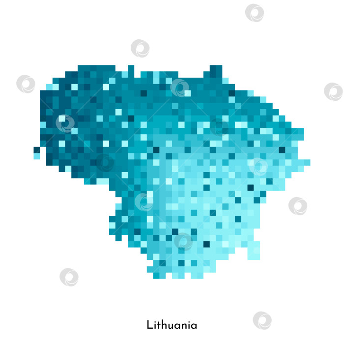Скачать Векторная изолированная геометрическая иллюстрация с простой ледяной синей формой карты Литвы. Стиль пиксельной графики для шаблона NFT. Точечный логотип с градиентной текстурой для оформления на белом фоне фотосток Ozero