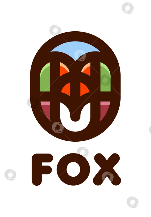 Скачать Контурный цветной логотип в виде лисы фотосток Ozero