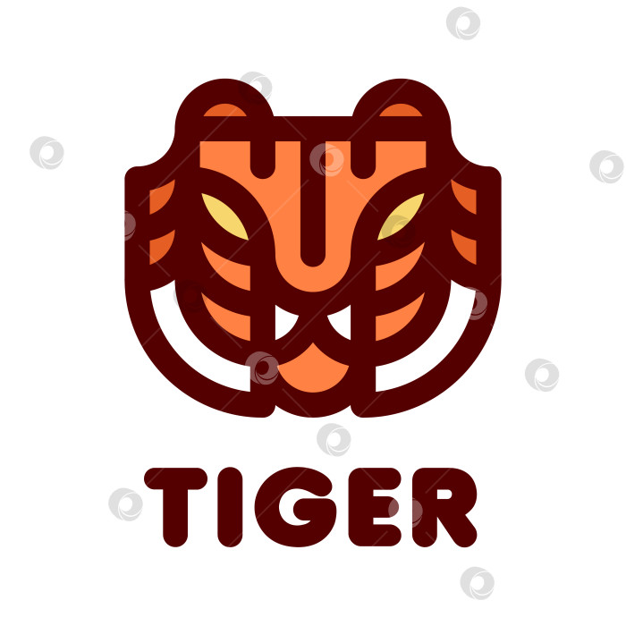 Скачать Контурный цветной логотип в виде головы тигра фотосток Ozero