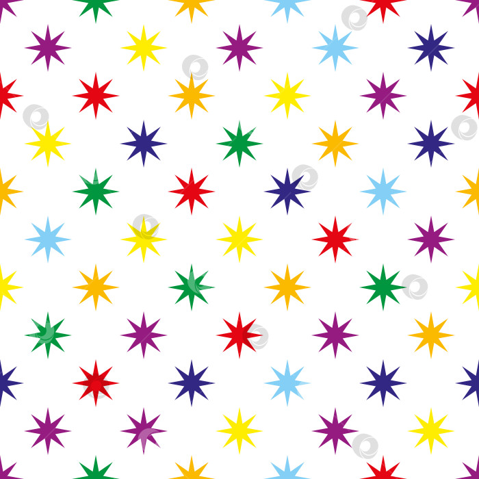 Скачать Абстрактный бесшовный фоновый узор из разноцветных звезд. Печать на текстиле, оберточной бумаге, обоях, ткани фотосток Ozero