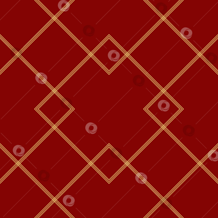 Скачать Бесшовный декоративный геометрический орнамент. Современный стильный прямоугольно-линейный узор золотистого цвета на темно-красном фоне фотосток Ozero