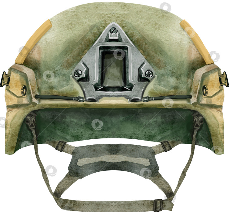 Скачать Военный шлем. Солдатская шляпа. Акварельная иллюстрация. Изолированный фотосток Ozero