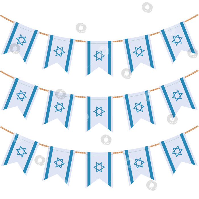 Скачать Набор израильских флагов на веревках фотосток Ozero
