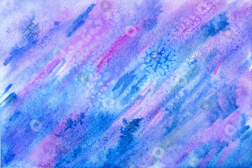 Скачать Акварельная абстрактная динамичная текстура. Синие и фиолетовые акварельные мазки сливаются и растекаются в виде сетки. Иллюстрация. фотосток Ozero