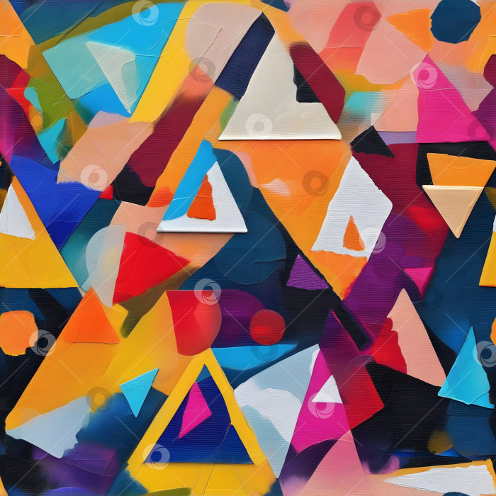Скачать Бесшовный узор с разноцветными треугольниками масляной краски. фотосток Ozero