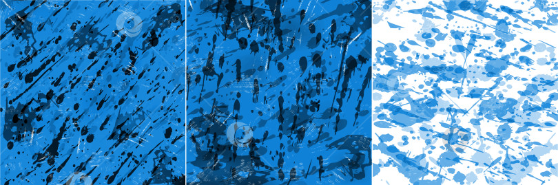 Скачать Набор абстрактных фонов с каплями дождя, падающими под углом на синий и белый фоны. Иллюстрация. фотосток Ozero