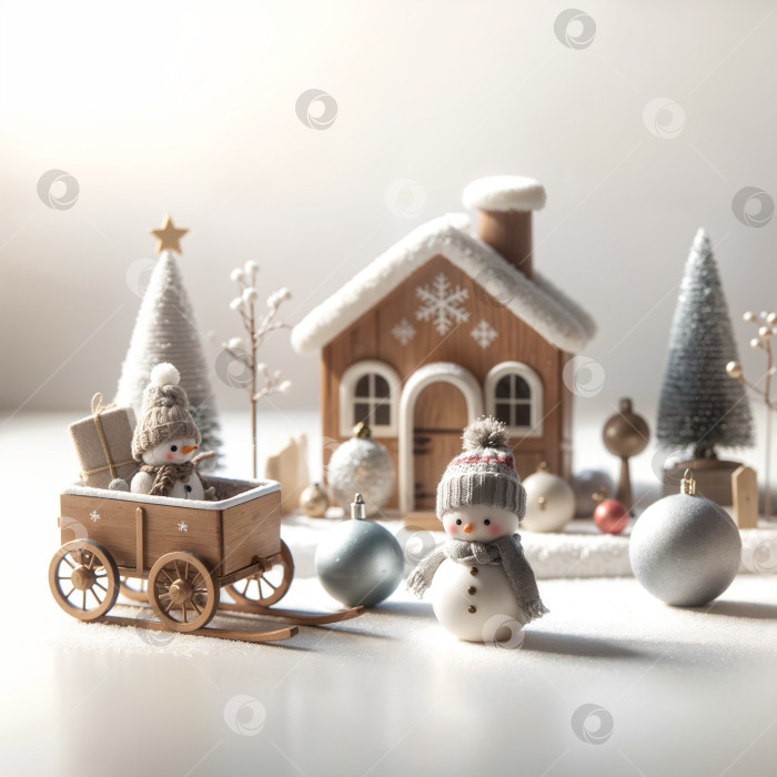 Скачать Игрушечный снеговик с рождественскими подарками фотосток Ozero