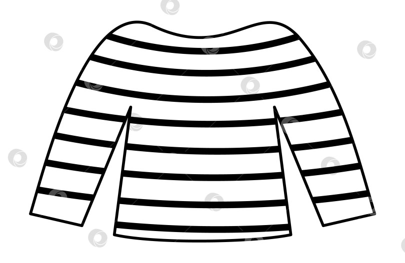 Скачать Векторный значок линии рубашки в полоску. Традиционный французский жилет. Черно-белая иллюстрация к платью или раскраска фотосток Ozero