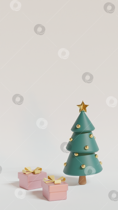 Скачать Новогодняя и рождественская поздравительная открытка, 3d рендеринг фотосток Ozero