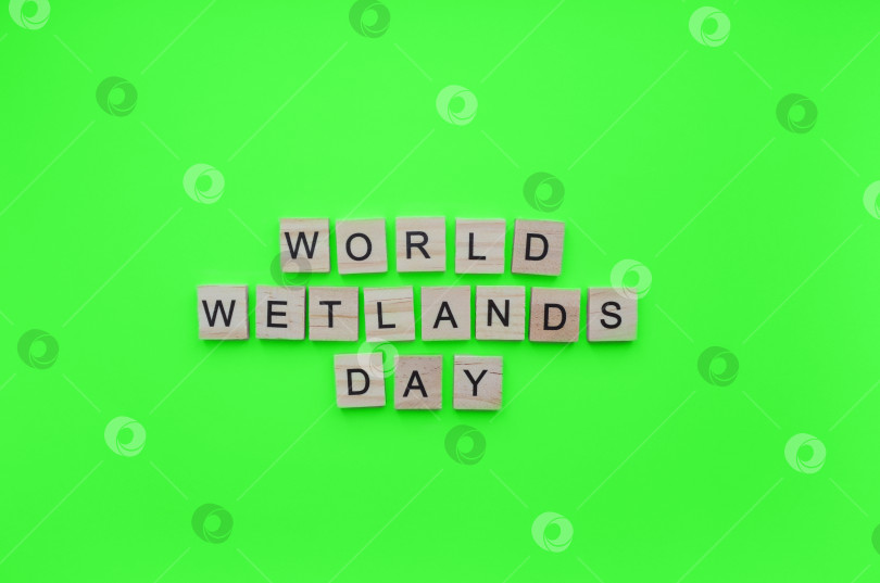 Скачать 2 февраля, Всемирный день водно-болотных угодий, минималистичный баннер с надписью деревянными буквами фотосток Ozero