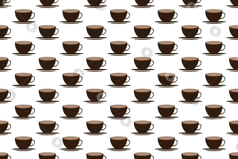 Скачать Бесшовный рисунок кофейной чашки с рисунком для фонового оформления, ткани, обоев, оберточной бумаги. Принт, кофейная чашка фотосток Ozero