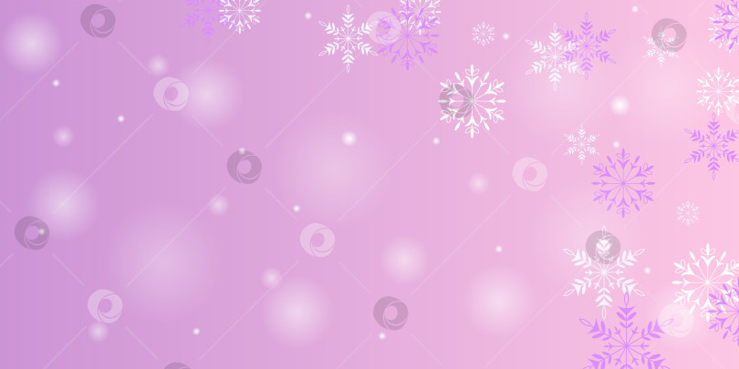 Скачать Падающие снежинки на фиолетовом фоне. Зимний декор. Заснеженный природный пейзаж. фотосток Ozero