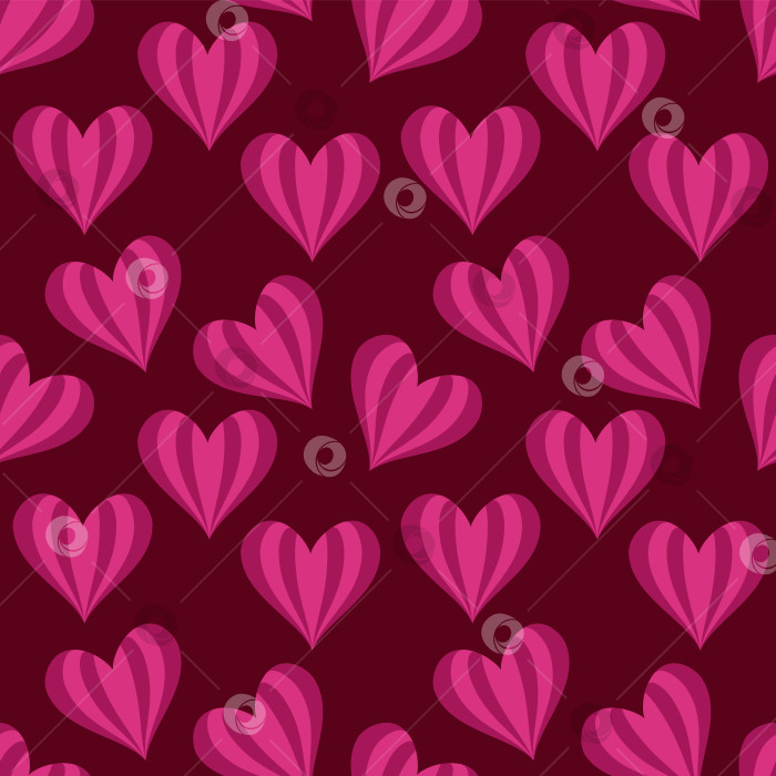 Скачать Бесшовный фон в виде сердца, розовый и темно-красный. текстура сердечек. фон в виде сердечек, векторная графика фотосток Ozero