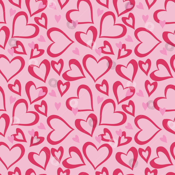 Скачать Бесшовный фон в виде сердца, розовый и красный. текстура сердечек. фон в виде сердечек, векторная графика фотосток Ozero