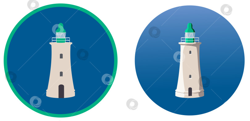 Скачать Набор маяков по кругу, освещение дорожки. Один плоский дизайн, другой с тенью, векторная иллюстрация. фотосток Ozero