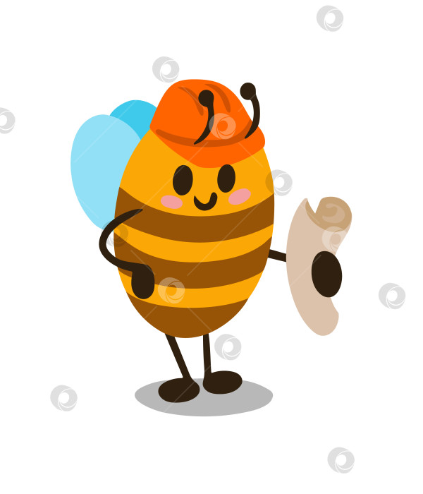 Скачать Концепция милой пчелы-строителя. Пчела в шлеме. Векторная иллюстрация. Изображение, выделенное на белом фоне. фотосток Ozero