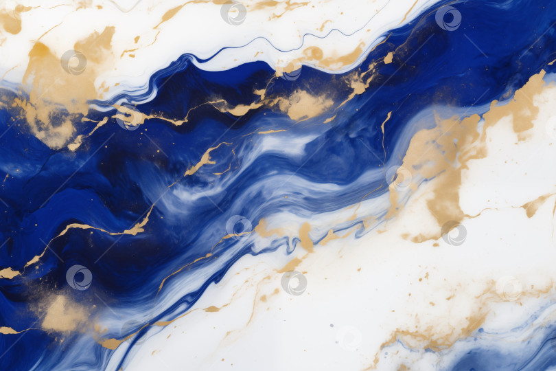 Скачать Абстрактная текстура синего кобальта, золота и белого мрамора. фотосток Ozero