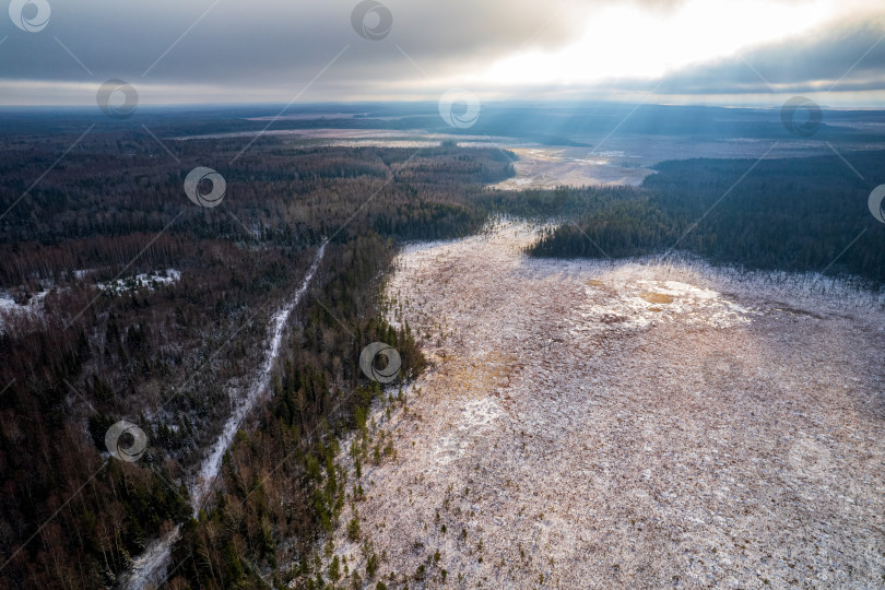 Скачать Болота. Поздняя осень. С высоты птичьего полета. фотосток Ozero