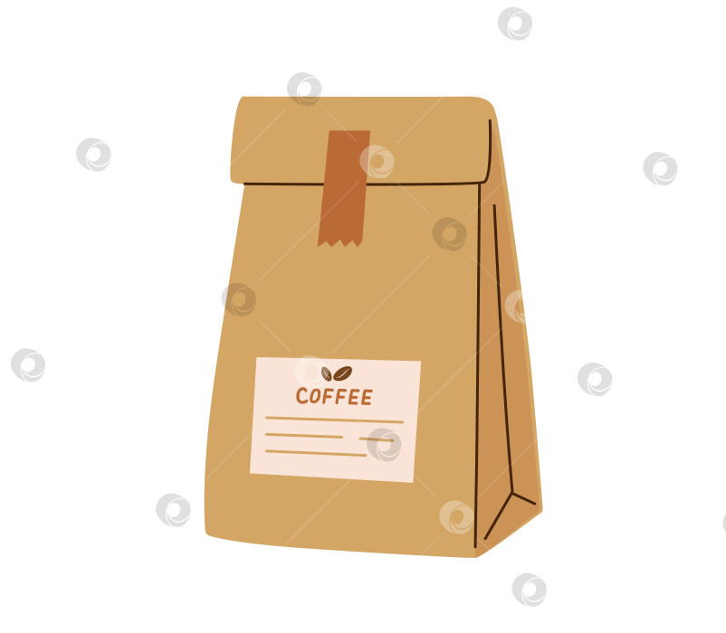 Скачать Векторная иллюстрация бумажной упаковки кофейных зерен. фотосток Ozero