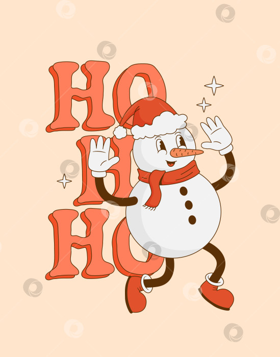 Скачать Забавный фон персонажа рождественского снеговика из ретро-мультфильма 70-х годов. фотосток Ozero