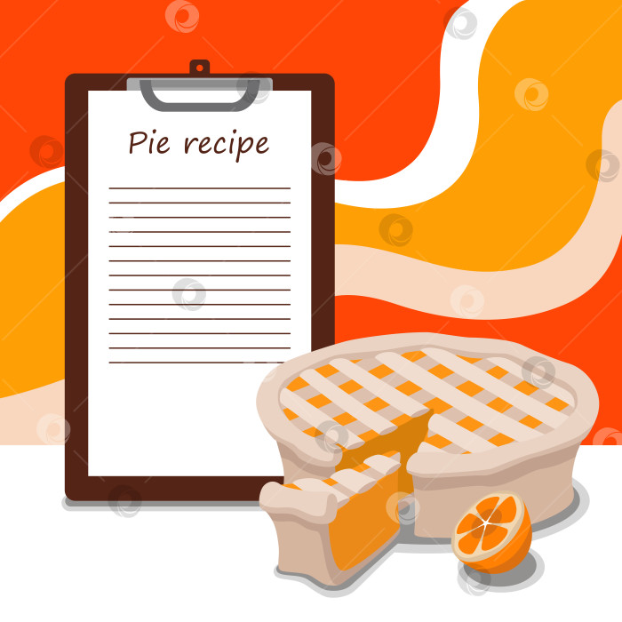Скачать Шаблон рецепта для пирога с фруктами апельсинами место для написания строк готовый пирог фотосток Ozero