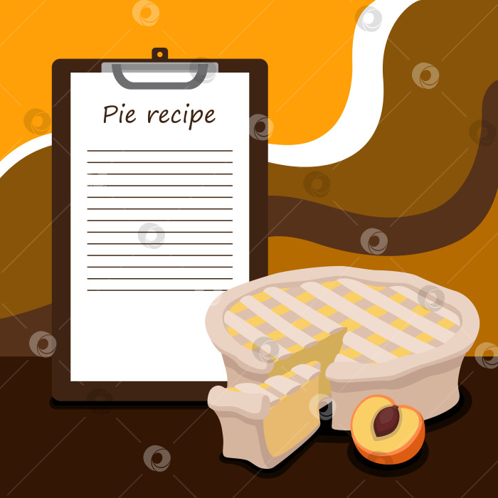 Скачать Шаблон рецепта для пирога с фруктовыми персиками место для написания строк готовый пирог фотосток Ozero
