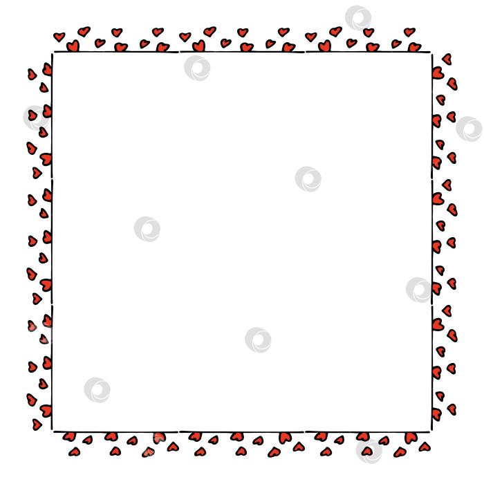 Скачать Квадратная рамка с маленькими красными сердечками на белом фоне. Векторное изображение. фотосток Ozero