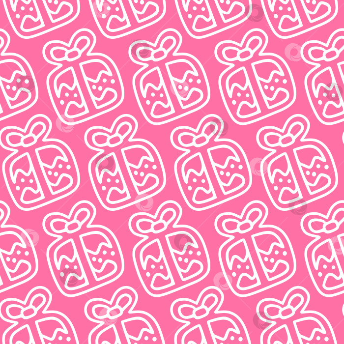 Скачать Подарочный милый каракуль с бесшовным рисунком розового фона для бумаги, ткани, украшения. фотосток Ozero