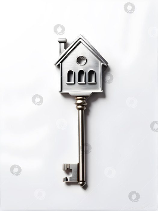 Скачать концептуальный ремонт, новоселье, новостройка, ремонт серым ключом, серебряный ключ в форме дома на белом фоне фотосток Ozero