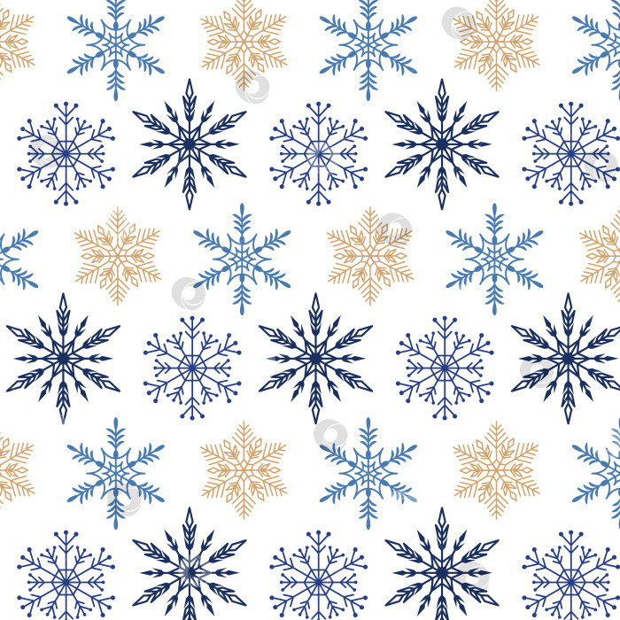 Скачать Зимний бесшовный фон с падающим снегом. Рождественский и новогодний праздничный дизайн, выполненный из красивых снежинок. Узор в образцах панно. фотосток Ozero