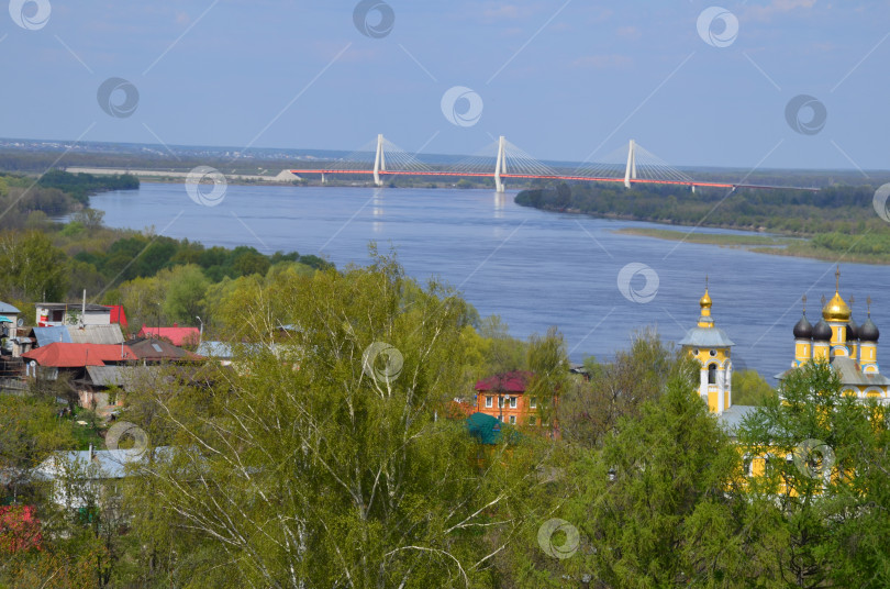 Скачать Вантовый мост через реку Оку в Муроме Владимирской области, церковь Церковь Николая Чудотворца Набережного фотосток Ozero