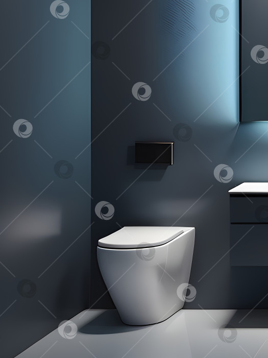 Скачать современный белый унитаз на стене в минималистичном темном туалете фотосток Ozero