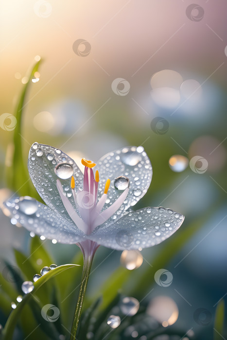 Скачать утренний цветок с каплями росы макро фотосток Ozero