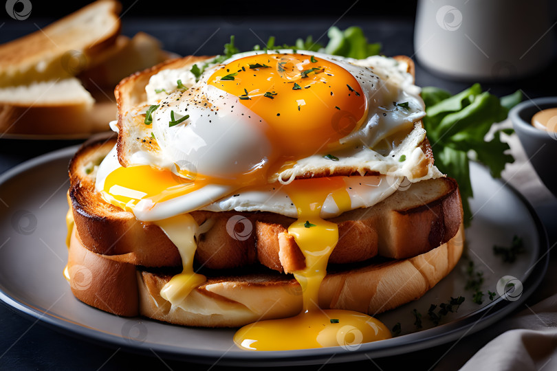 Скачать завтрак с яйцом и тостами, крок мадам фотосток Ozero