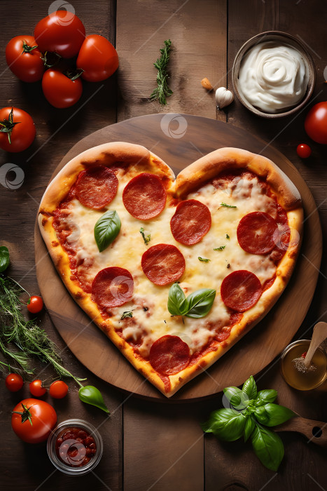 Скачать пицца в форме сердца, день святого Валентина фотосток Ozero