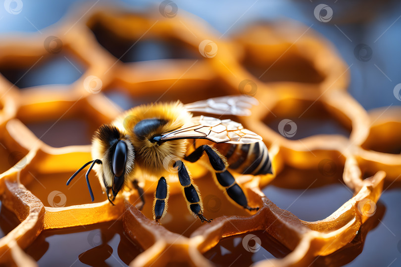 Скачать пчела на сотах, макро фотосток Ozero
