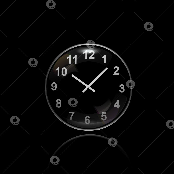 Скачать Круглые часы. Векторная иллюстрация на черном фоне фотосток Ozero