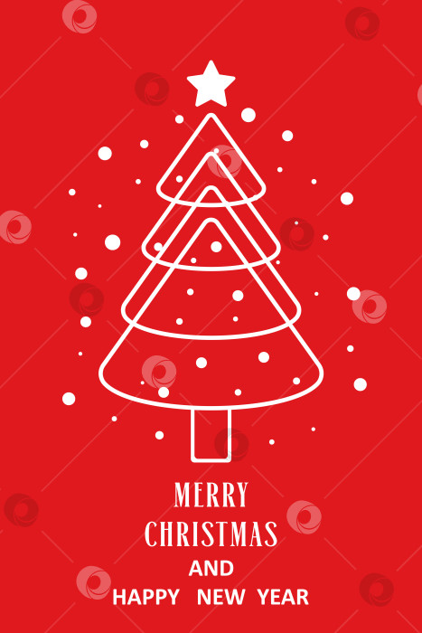 Скачать Оригинальная поздравительная открытка с Рождеством и Новым годом на красном фоне. фотосток Ozero