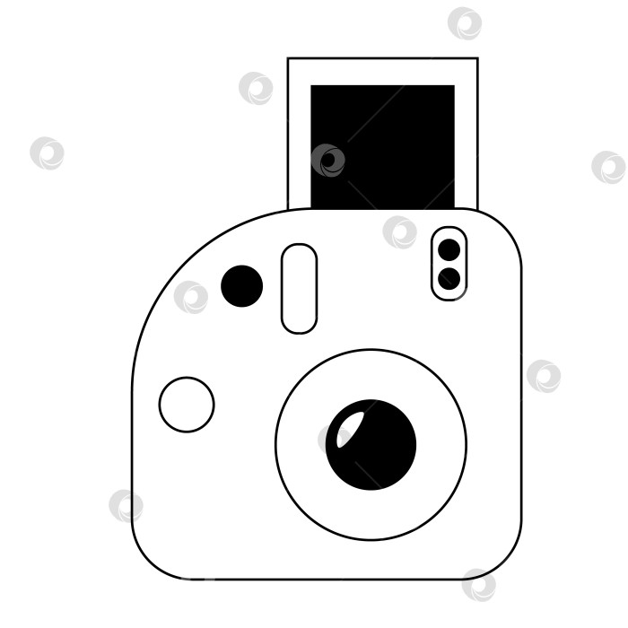 Скачать Мультяшная моментальная винтажная камера в черно-белом исполнении фотосток Ozero