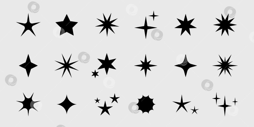 Скачать Векторный ретро-набор футуристических иконок sparkle star. Абстрактные знаки Y2k. Коллекция звездных фигур. Абстрактные элементы дизайна cool shine 70-х, 80-х, 90-х годов. фотосток Ozero